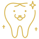 An icon with a dog's face drawn on tooth